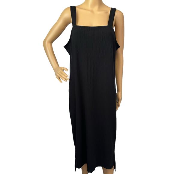 2/$30 The Drop Amelia Ribbed Knit Midi Dress Black Sleeveless Size 2XL - Picture 3 of 12
